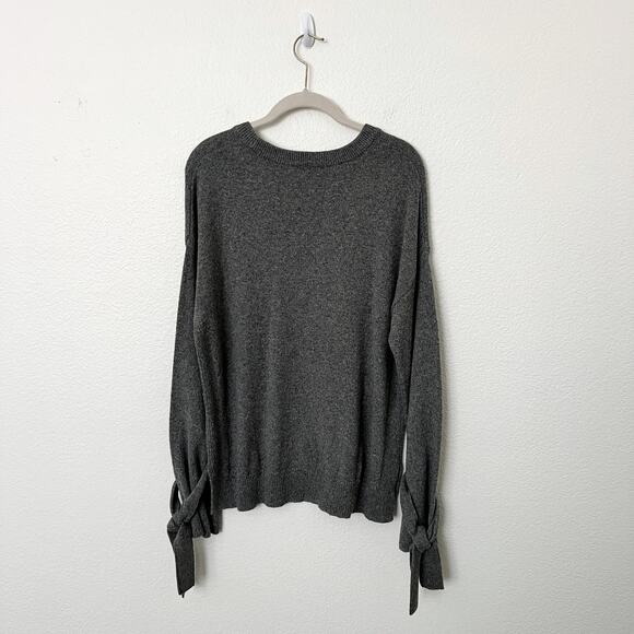 [Madewell] Charcoal Gray Tie Cuff Crew Neck Cotton Blend Sweater Size Medium M - Picture 3 of 12